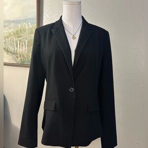 Ann Taylor Black One-Button Blazer Jacket Women Sz‎ 6 Office Workwear Minimalist